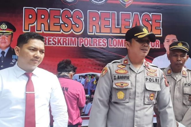 
 Foto :Polres Lombok Timur merilis dua pelaku begal di Polres Lombok Timur hari ini, Senin (20/6/2022)
