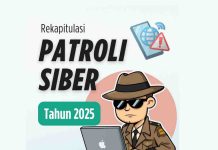 BPOM Mataram Sasar Ratusan Link Kosmetik Ilegal di Media Sosial Ilustrasi grafis bertuliskan "Rekapitulasi Patroli Siber Tahun 2025" yang menampilkan karakter detektif kartun sedang menggunakan laptop dan ikon peringatan pada ponsel.
